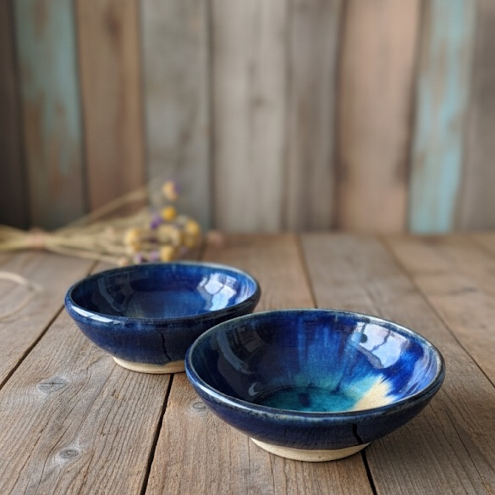 Coordinating set Studio Art Pottery Bowls Glazed, Trinket, Knick Knack Decor